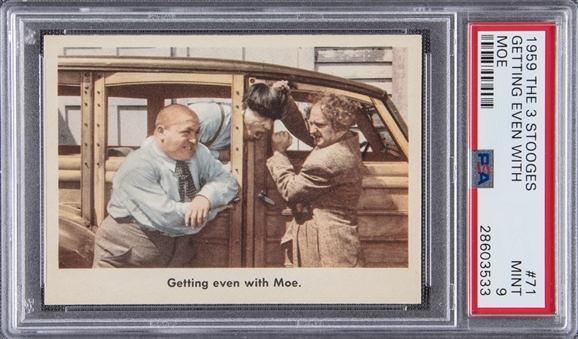 1959 Fleer "Three Stooges" #71 "Getting Even With… " – PSA MINT 9